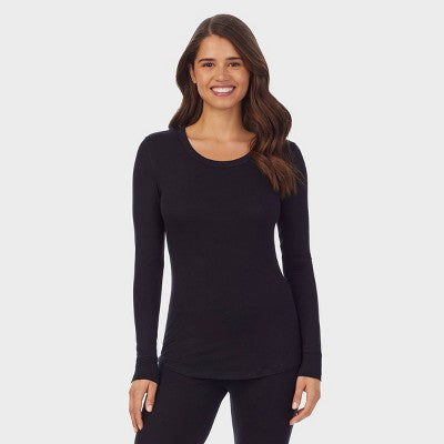 Warm Essentials by Cuddl Duds Women's Thermal Top - Black L