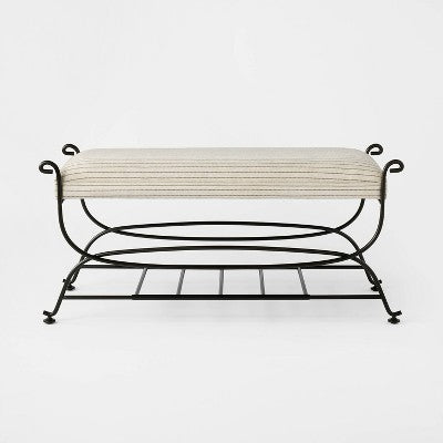 Metal Bench Brown Metal Performance Stripe Fabric Brown Metal - Threshold designed with Studio McGee; Assembly Required (LOCAL PICKUP ONLY)