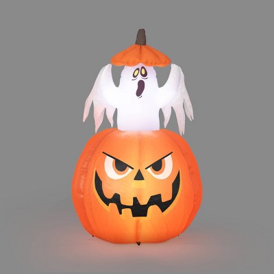 5' Lit Animated Rising Ghost Halloween Inflatable Decoration Orange - Hyde and EEK! Boutique