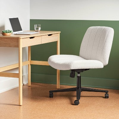 Upholstered Criss Cross Armless Office Chair with Metal Swivel Base - Room Essentials (LOCAL PICKUP ONLY)