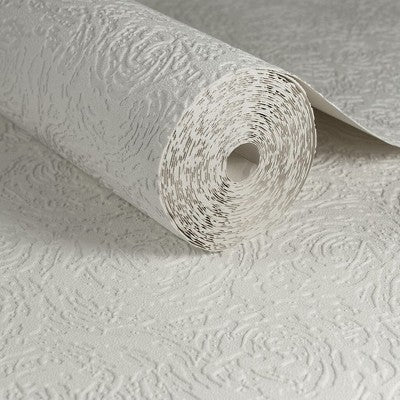 Swirl White Paintable Wallpaper