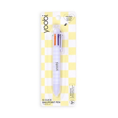 Yoobi Easter 6-Ink Click Ballpoint Pen - Soft Lavender Gingham, 0.7mm, Multicolor, Easter Basket Gift