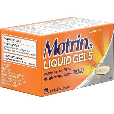 Motrin Ib Pain & Fever Relief Ibuprofen 200 Mg 80 Liquid Gels