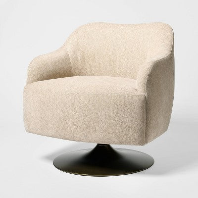 Upholstered Swivel Accent Chair with Antique Brass Base Cream - Threshold designed with Studio McGee (LOCAL PICKUP ONLY)
