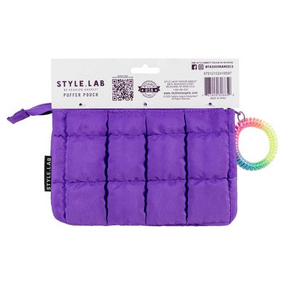 Style Lab Expandable Quilted Puffer Pouch Neon Purple