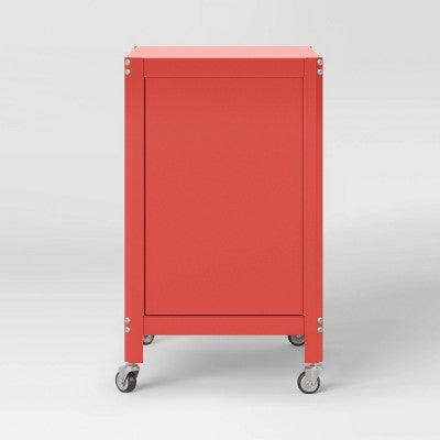 Metal Rolling Dorm Locker Storage Cabinet with Lock Coral Red - Room Essentials (LOCAL PICKUP ONLY)