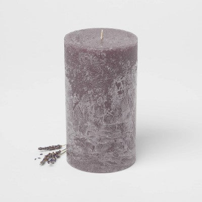 7" x 4" Pillar Candle Charcoal and Black Teak - Threshold: Aromatic, Long Burn Time