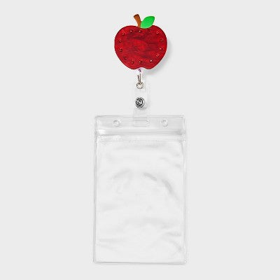 Back to School Apple Badge Reel and ID Card Sleeve - Red