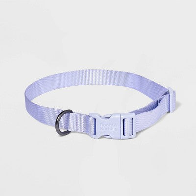 Basic Dog Adjustable Collar with Color Matching Buckle - XL - Lilac - Boots & Barkley