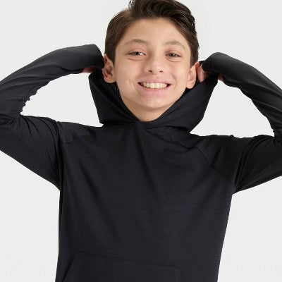 Boys' Raglan Hooded T-Shirt - All In Motion Black M