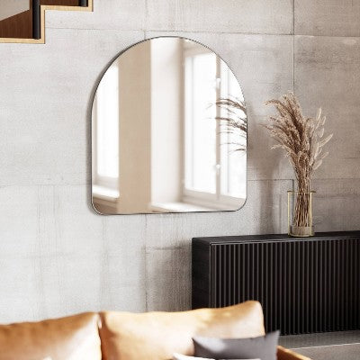 34" x 36" Hubba Arched Mirror Metallic Titanium - Umbra: Modern Oval Wall Mount, No Assembly, Steel Frame (LOCAL PICKUP ONLY)