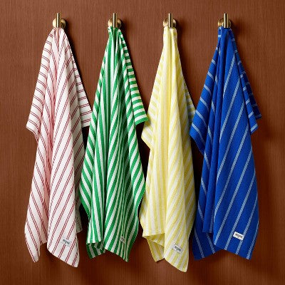 4pk Striped Kitchen Flour Sack Towels - Rosie Assoulin x Target Red/Yellow/Green