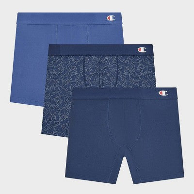 Champion Men's Authentic Originals 3pk Wicking Boxer Briefs - Blue XL