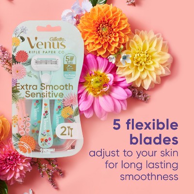 Venus + Rifle Paper Co. Extra Smooth Sensitive 5-Blade Women's Disposable Razors - 2ct