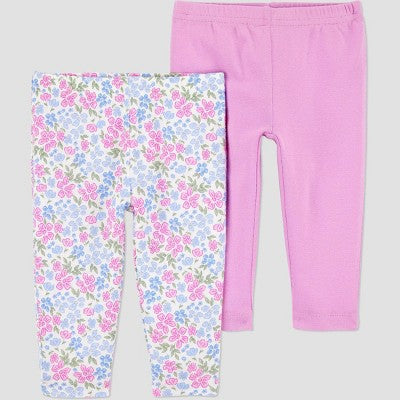 Carter's Just One You? Baby Girls' 2pk Pants - Purple 6M: Slim Fit, Floral Pattern, Full Waistband Elastic, Ankle Length