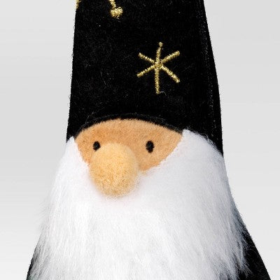 Fabric Christmas Gnome Figurine with Black Hat Holding Wreath - Wondershop: Indoor Holiday Decor, Tabletop Display