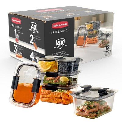 Rubbermaid Brilliance 12pc Food Storage Container Set Gray