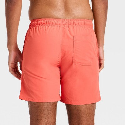 Men's 7'' Swim Trunks - Goodfellow & Co Coral Red M