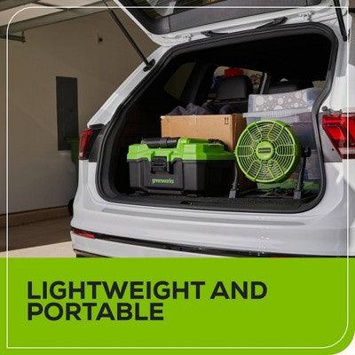 Greenworks Powerall 10" Cordless Hybrid Box Fan Kit with 2.0Ah Battery and Charger Green/Black