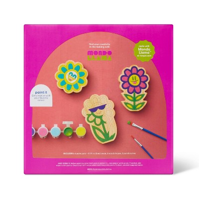 3ct Wood Flowers Painting Craft Kit- Mondo Llama