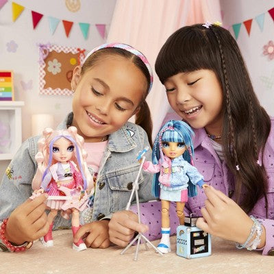 Rainbow High Jr High Rock Band - Skyler, Blue 9" Fashion Doll with Microphone, Stand and Stickers