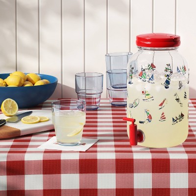 4.5qt Plastic Sail Boat Print Beverage Dispenser with Handle - Room Essentials