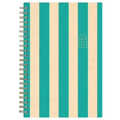 Rhi James for Blue Sky Weekly/Monthly Planner 15 Month Wirebound 5"x8" Textured Paper Hardcover - Teal Stripe