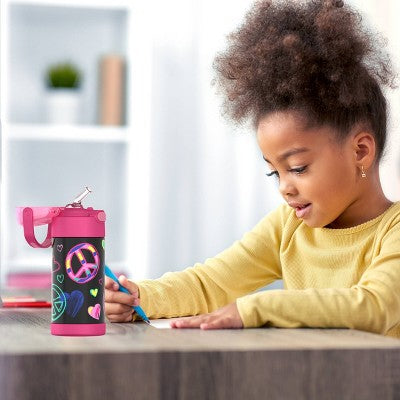 Thermos Kids' 12oz Stainless Steel FUNtainer Water Bottle with Bail Handle - Peace