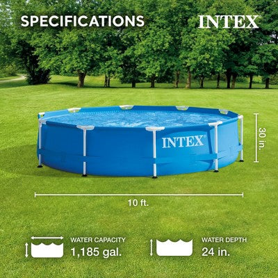 Intex 10 Foot x 30 Inch Above Ground Round Swimming Pool, (Pump Not Included) (LOCAL PICKUP ONLY)