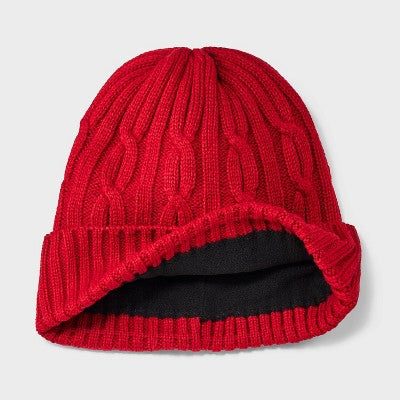 Men's Cable Knit Beanie - Goodfellow & Co Red One Size Fits Most
