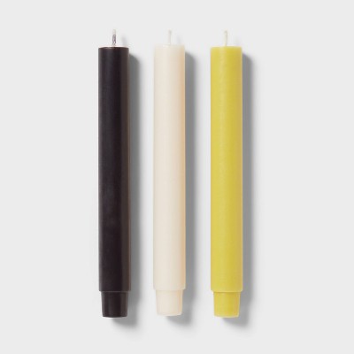 6pk Taper Candle Set Black White and Yellow - Room Essentials