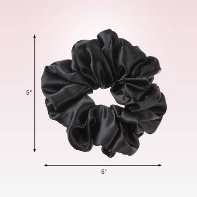 scunci Classic Chic Large Satin Scrunchies - Black/Zebra Print - All Hair - 2pcs