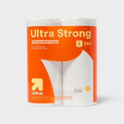 Premium Ultra Strong Toilet Paper - 6 Rolls - up&up: 2-Ply, 244 Sheets per Roll