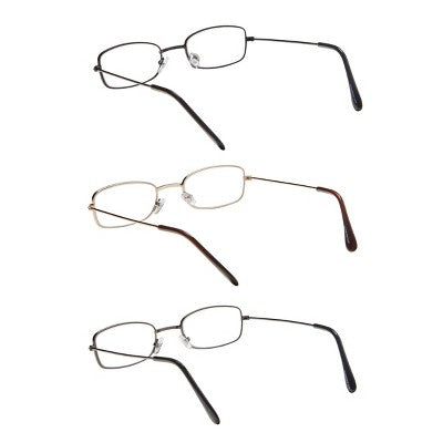 ICU Eyewear Oval Metal Reading Glasses +2.0 - 3pk