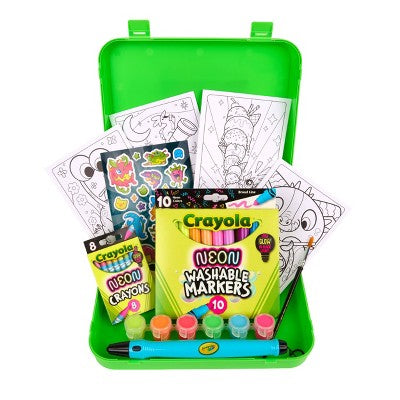 Crayola Neon Art Case (50+pcs), Holiday Gift for Boys and Girls, With Neon Paint, Markers and Crayons, Kids Glow in The Dark Art Set, Ages 5+