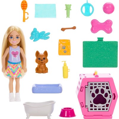 Barbie Chelsea Puppy Playset 3" Doll and Dog Carrier with Accessories
