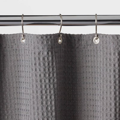 72"x72" Waffle Weave Shower Curtain Dark Gray - Threshold