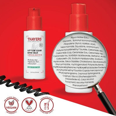 Thayers Natural Remedies Let's Be Clear Water Cream Face Moisturizer - 2.5 fl oz