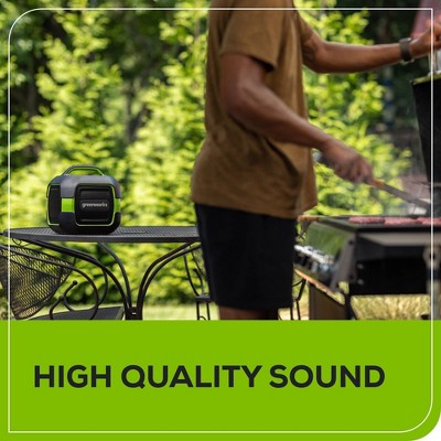 Greenworks POWERALL 24V Outdoor Bluetooth Portable Speaker with 2Ah Battery and Charger Green