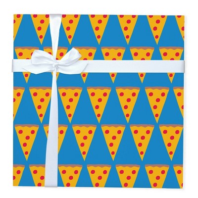 Pizza Paper Gift Wrapping Paper Blue/Orange/Yellow - Spritz: Boys Birthday Food Theme, 96" x 30" (LOCAL PICKUP ONLY)