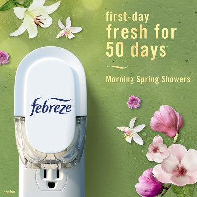 Febreze Luxe Plug Air Freshener Dual Refills - Morning Spring Showers - 1.75 fl oz/2ct