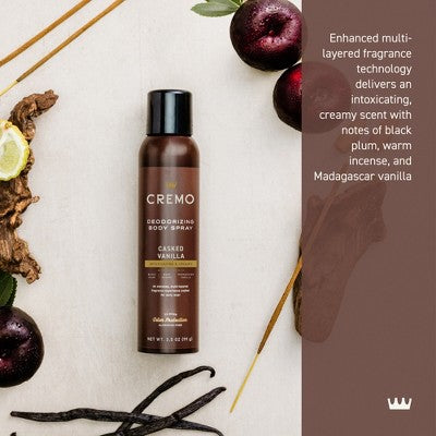 Cremo Deodorizing Body Spray - Casked Vanilla - 3.5 fl oz