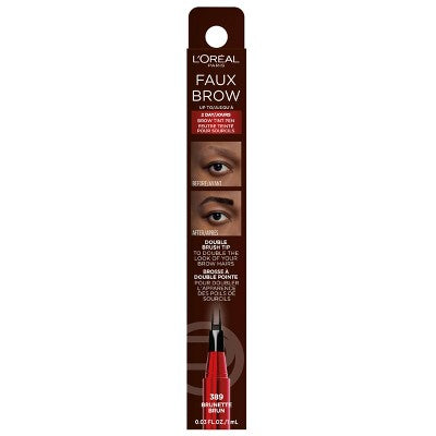 L'Oreal Paris Faux Brow Eyebrow Tint Double Brush Brow Pen - Brunette - 0.03 fl oz