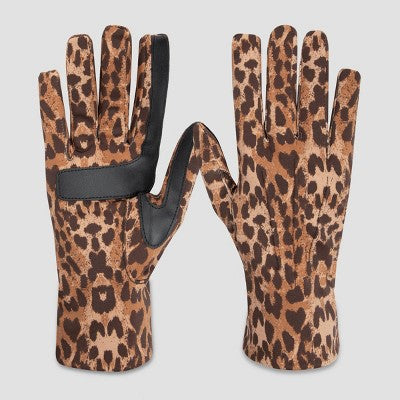 Isotoner Spandex Gloves - Leopard L/XL