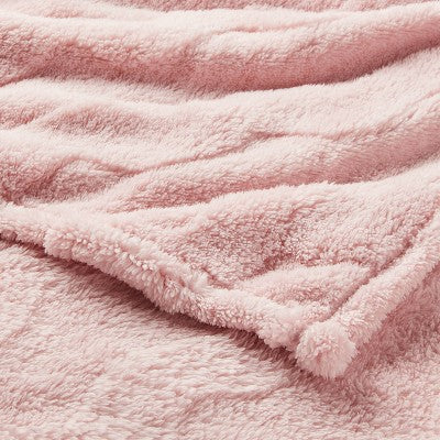 Full/Queen Wavy Jacquard Plush Blanket Pink - Room Essentials