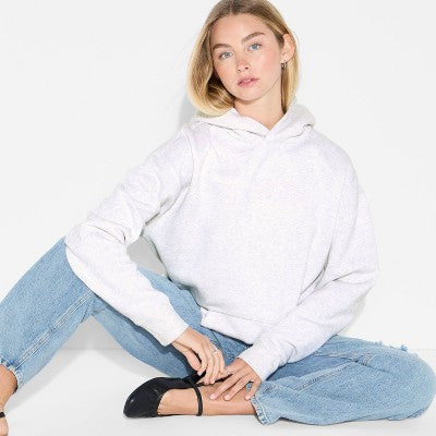 Women's Oversized Hooded Pullover Sweatshirt Gray M