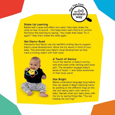 Baby Einstein Ocean Explorers Soothing Star Teether & Rattle Toy - 0-36 Months: BPA-Free, Fine Motor Skills, Easy To Grip