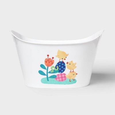 10"x16" Oval Plastic 'Hello Spring' Easter Tub White - Spritz