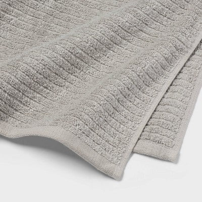 4pk Quick Dry Ribbed Hand and Wash Towel Set Light Gray - Threshold