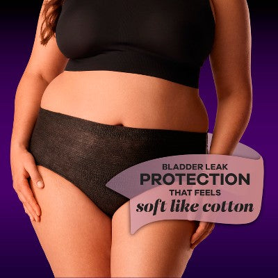 Always Discreet Boutique Adult Postpartum Incontinence Underwear for Women - Black - S/M - 12ct